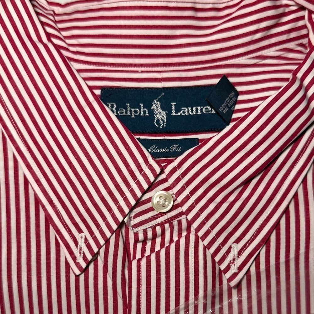 Polo Ralph Lauren Classic Fit Button Up Shirt Stripe Men's XXL Red White